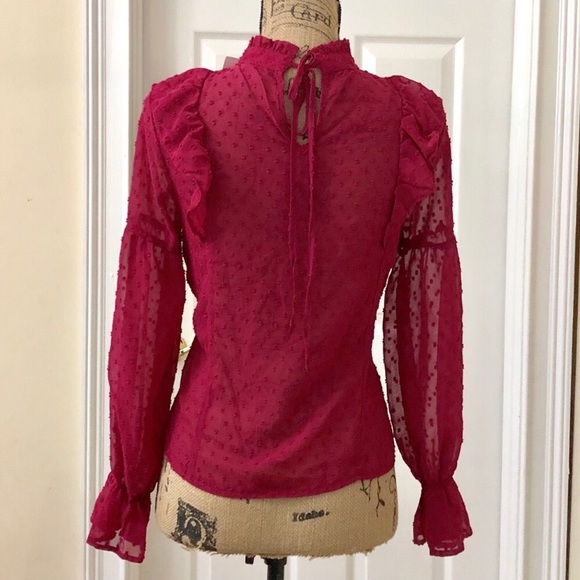 bleuh ciel | Sheer Ruffle High Neck Blouse 👚 - Picture 2 of 6